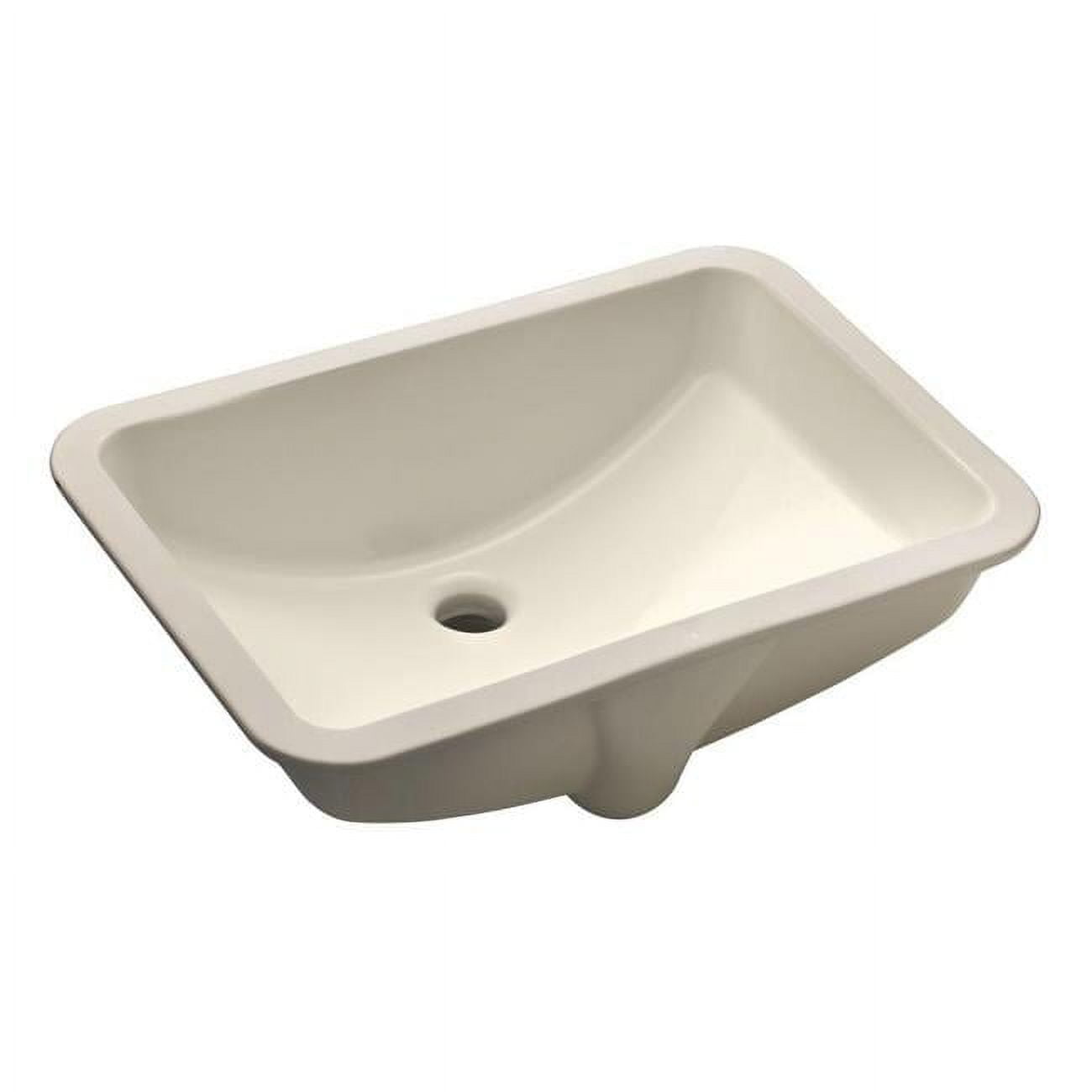 Bisque Rectangular 21-Inch Ceramic Undermount Bathroom Sink