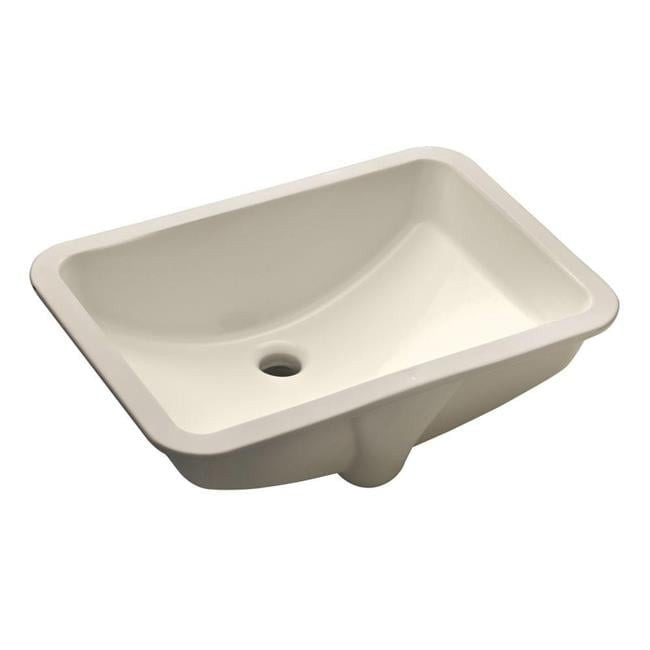 Bisque Rectangular 21-Inch Ceramic Undermount Bathroom Sink