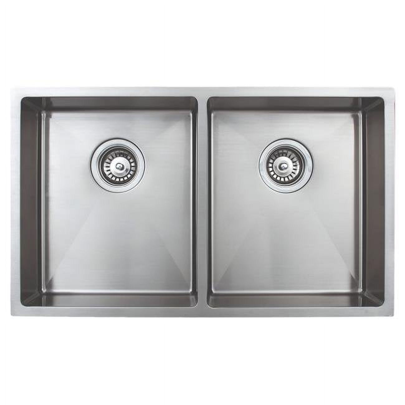 Wells Sinkware SSU3018-45 30 in. Handcrafted 18 Gauge Undermount 50-50 Double Bowl ADA Compliant Stainless Steel Kitchen Sink