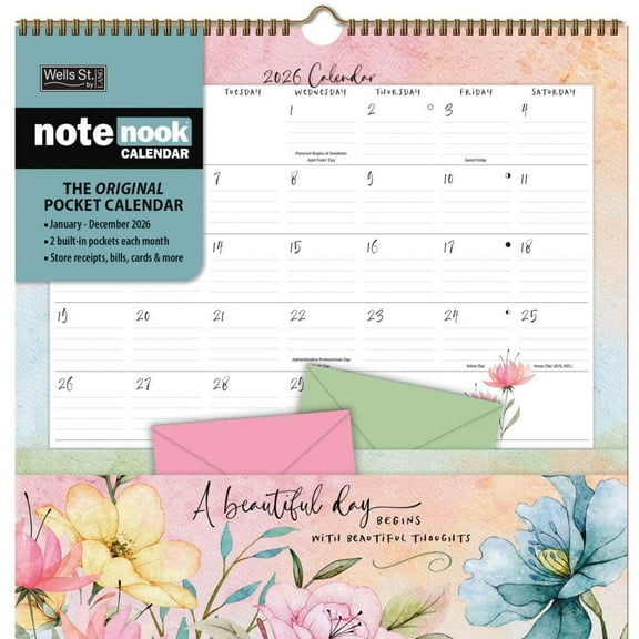 Wells Street by Lang, Country Pleasures 2026 Note Nook, 12'' X 12'', 12-Month Calendar with Stapled Binding