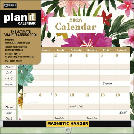 Wells Street by Lang, Grow Wild Plan It 2026 Wall Calendar, 12'' X 12'', 17-Month Calendar with Stapled Binding