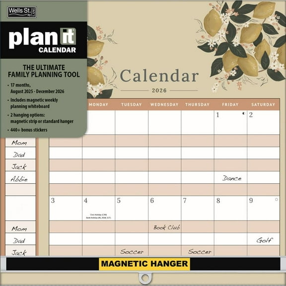 Wells Street by Lang, Just Breathe Plan It 2026 Wall Calendar, 12'' X 12'', 17-Month Calendar with Stapled Binding