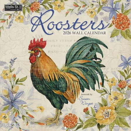 Wells Street by Lang, Roosters 2026 Wall Calendar, 12'' X 12'', 12-Month Calendar with No Binding