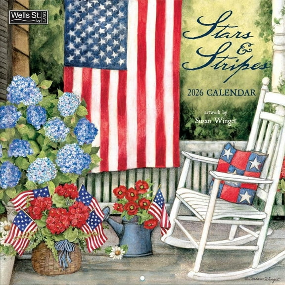 Wells Street by Lang, Stars and Stripes 2026 Wall Calendar, 12'' X 12'', 12-Month Calendar with Stapled Binding