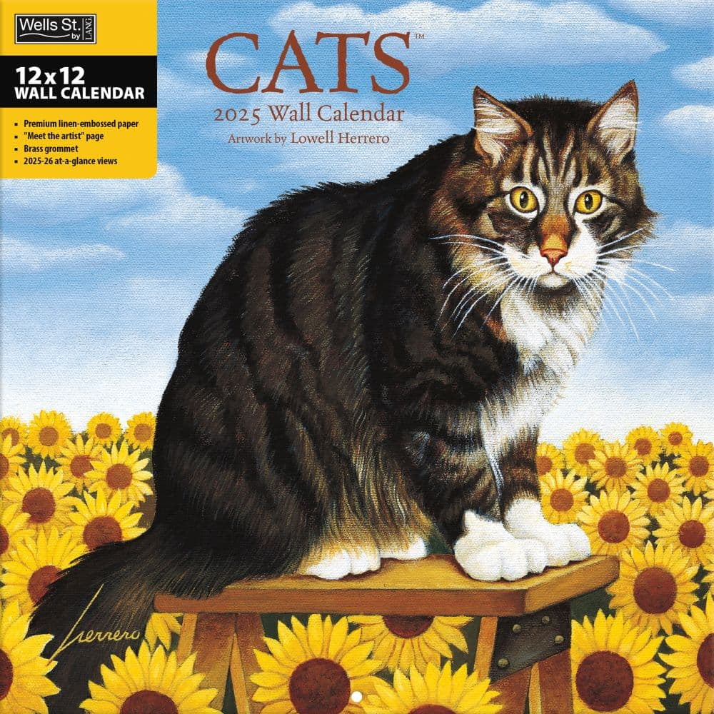 Wells Street by LANG, Cats by Lowell Herrero 2025 Wall Calendar