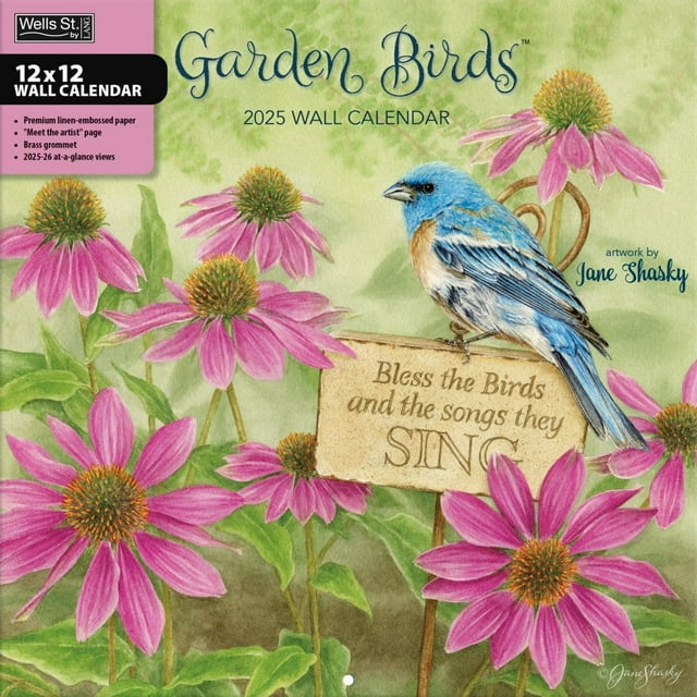 Wells Street by LANG, Garden Birds by Jane Shasky 2025 Wall Calendar