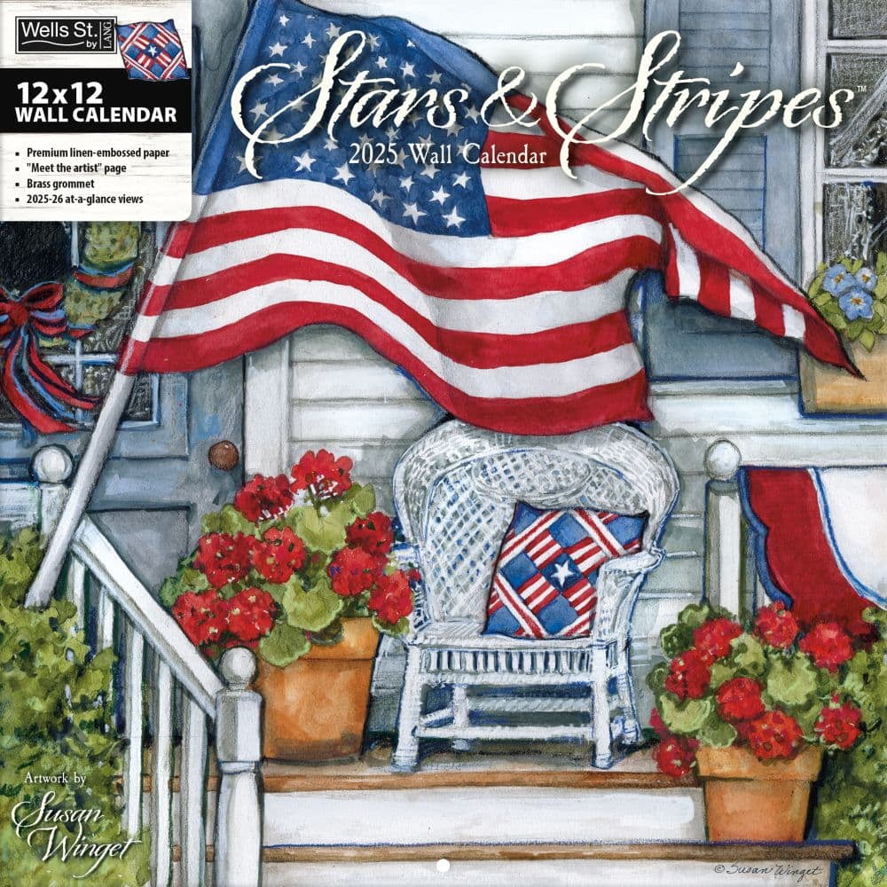 Wells Street by LANG, Stars and Stripes by Susan Winget 2025 Wall Calendar