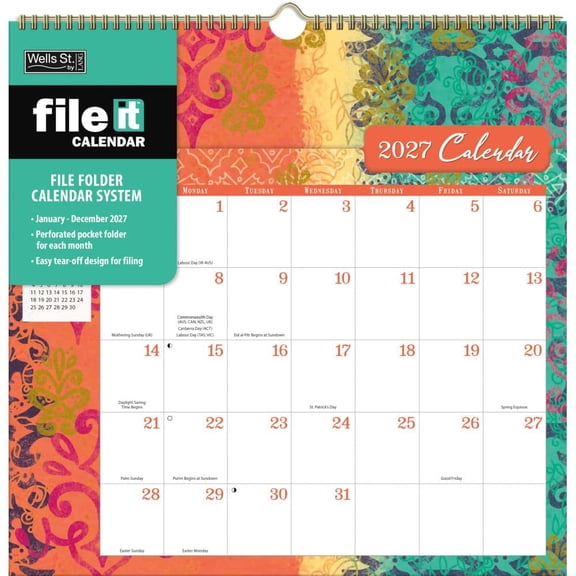 Wells Street by Lang, Bohemian 2027 File It Wall Calendar by Susan Winget