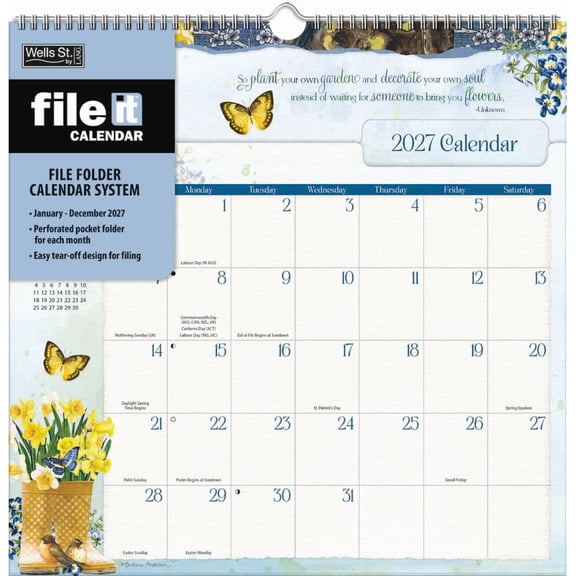 Wells Street by Lang, Botanical Gardens 2027 File It Wall Calendar by Barbara Anderson