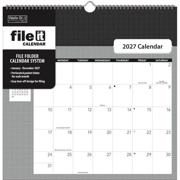 Wells Street by Lang, Office 2027 File It Wall Calendar