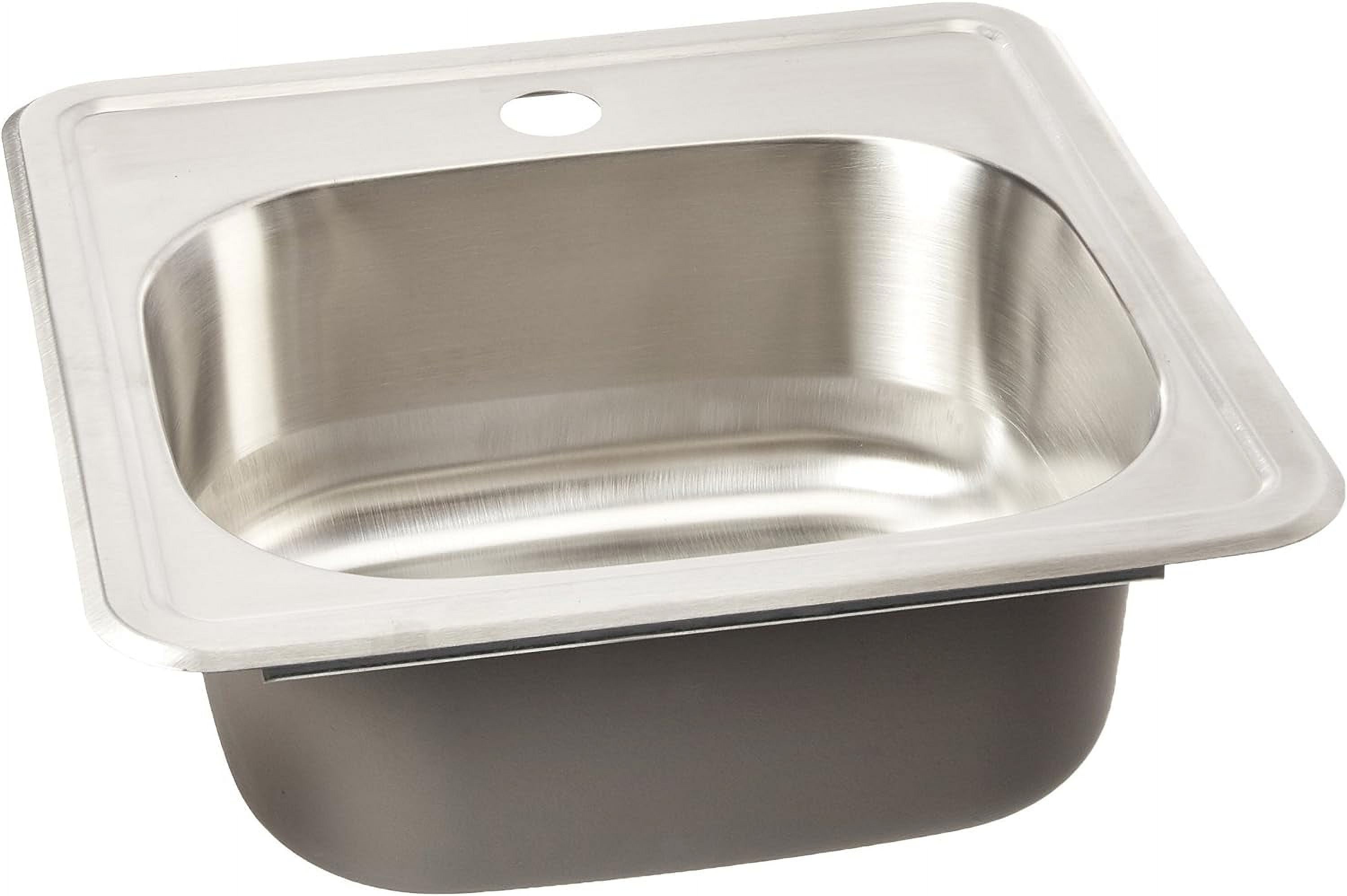 15x15 Stainless Steel Topmount Kitchen Sink – Single Bowl With Faucet Hole & Accessories