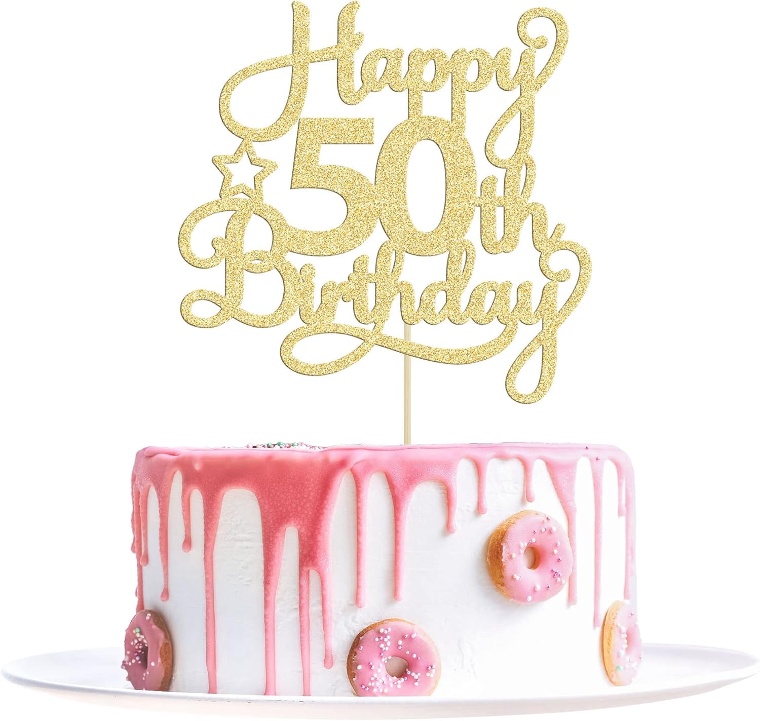 50th Birthday Decorations Kit - Cheers To 50 Years Banner, Cake Topper & Garland (Black Gold Glitter) - View #6