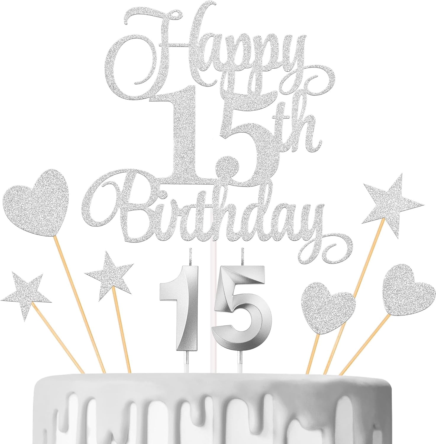 Goldenes Geburtstags-Banner Zum 15. – Mit Glitzer, „Happy 15th Birthday“, Party-Deko, Einfach Zu Montieren