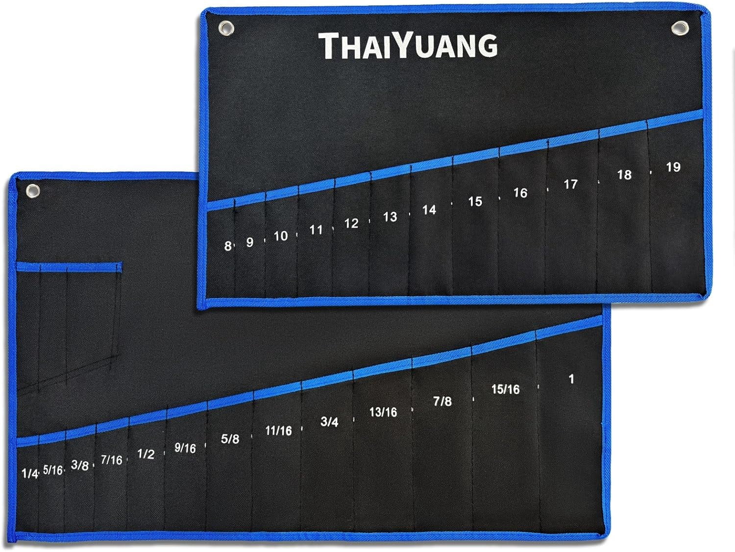 WELKINLAND 22-Pocket Heavy-Duty Wrench Tool Roll - Organizer For Wrenches 0.25" To 1.25"