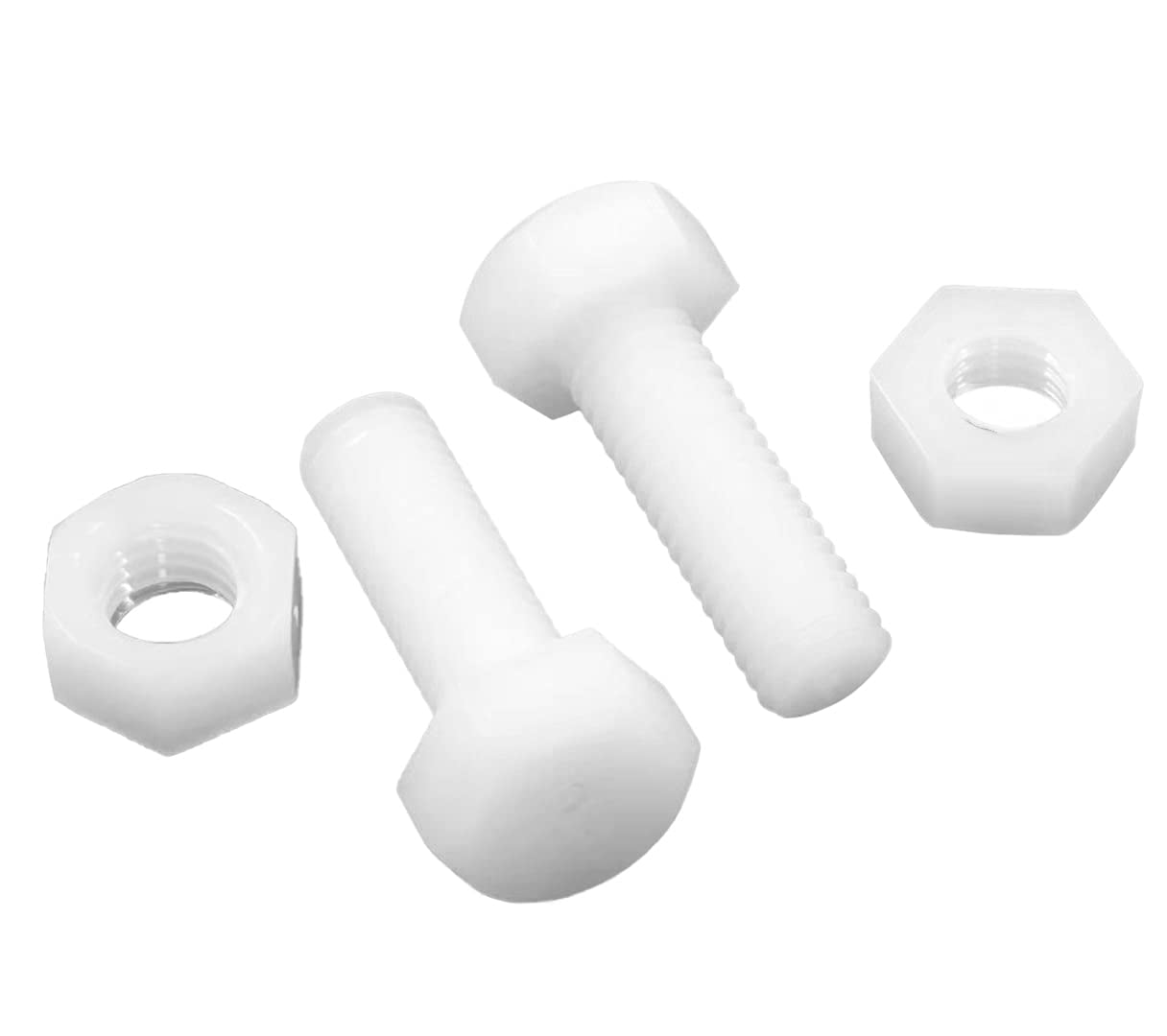 Wellsay 20 Pair M8x25mm White Nylon Hex Bolts Plastic Hex Nuts Full