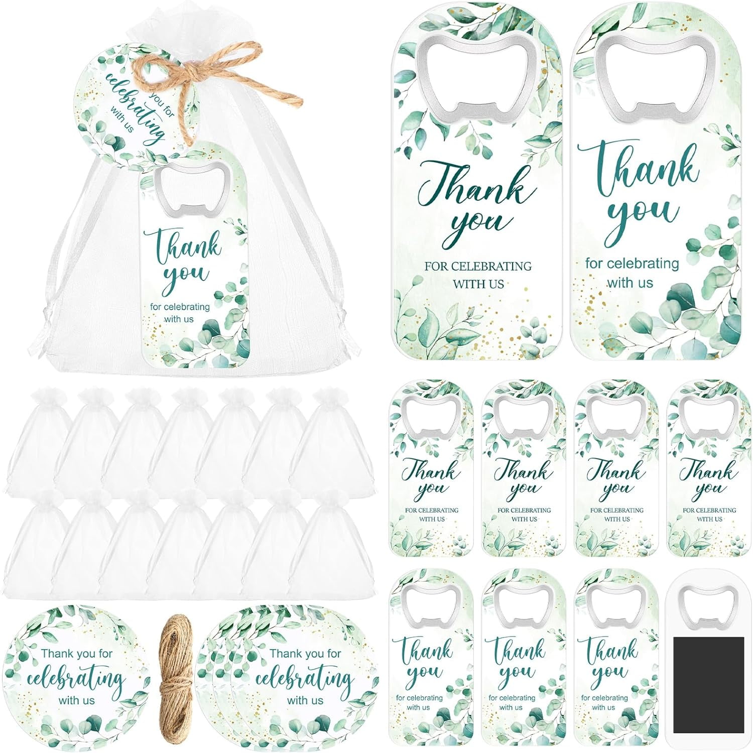 Pack Of 24 Baby Bottle Shaped Openers - Baby Shower Favors, Guest Gifts With Gift Boxes (Green) - View #2