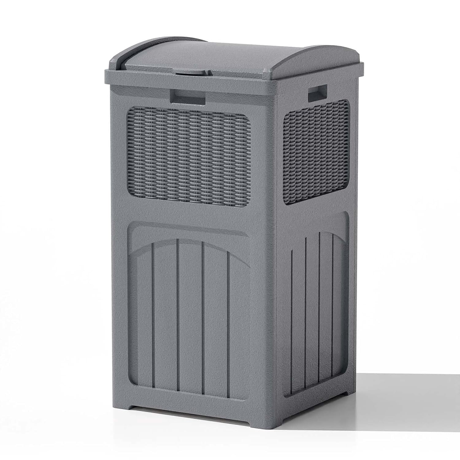 View of Wellsay 36 Gallon Outdoor Trash Can, Resin Outdoor Garbage Can with Lid ...