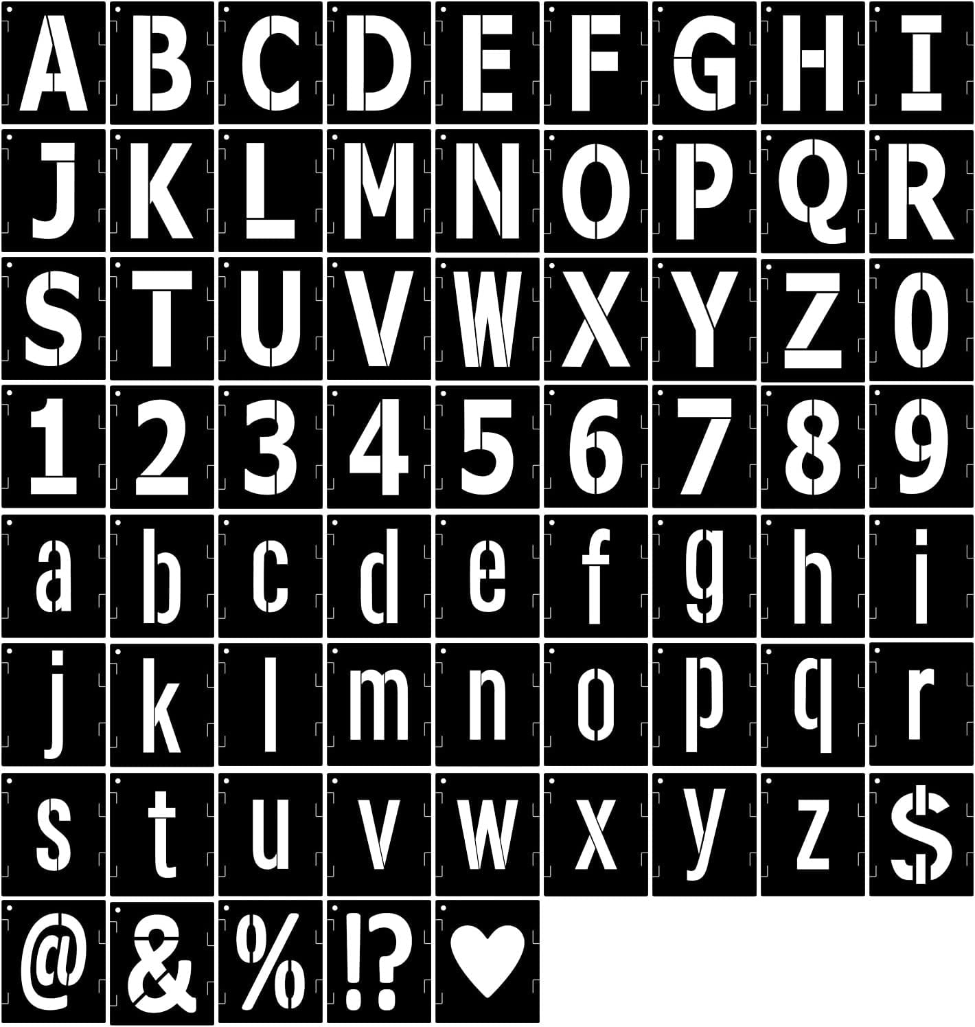 W 4 Inch Lettering Wellsay 4 Inch Letter Stencils Symbol Numbers Stencil, 68 Pcs Reusable ...