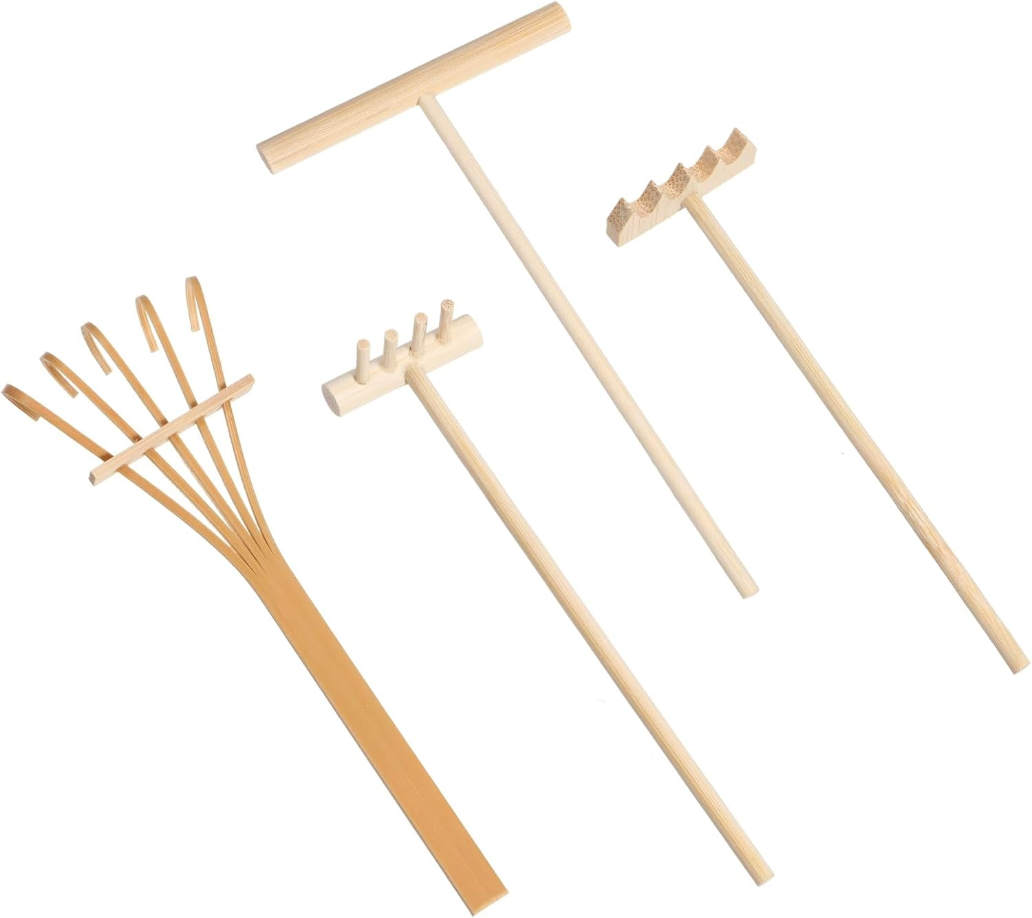 Wellsay 4 Pcs Mini Zen Garden Rake Tools, Bamboo Zen Garden Accessories ...