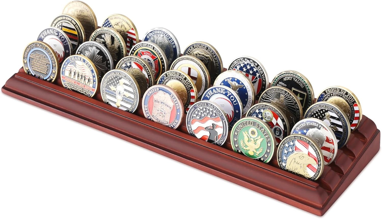 Wellsay 4 Rows Challenge Coin Display Holder for Desk Military Coin ...