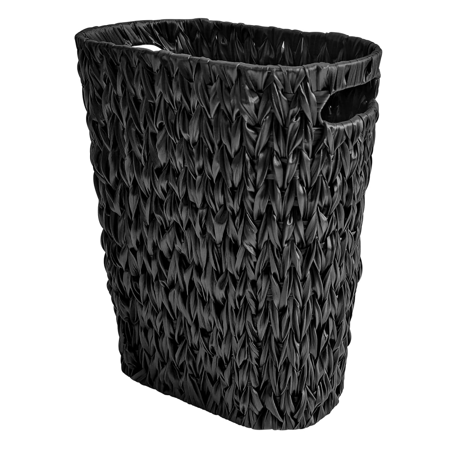 Wellsay 5 Gallon Wicker Trash Can,Black Bathroom Trash Can,Wicker Trash ...