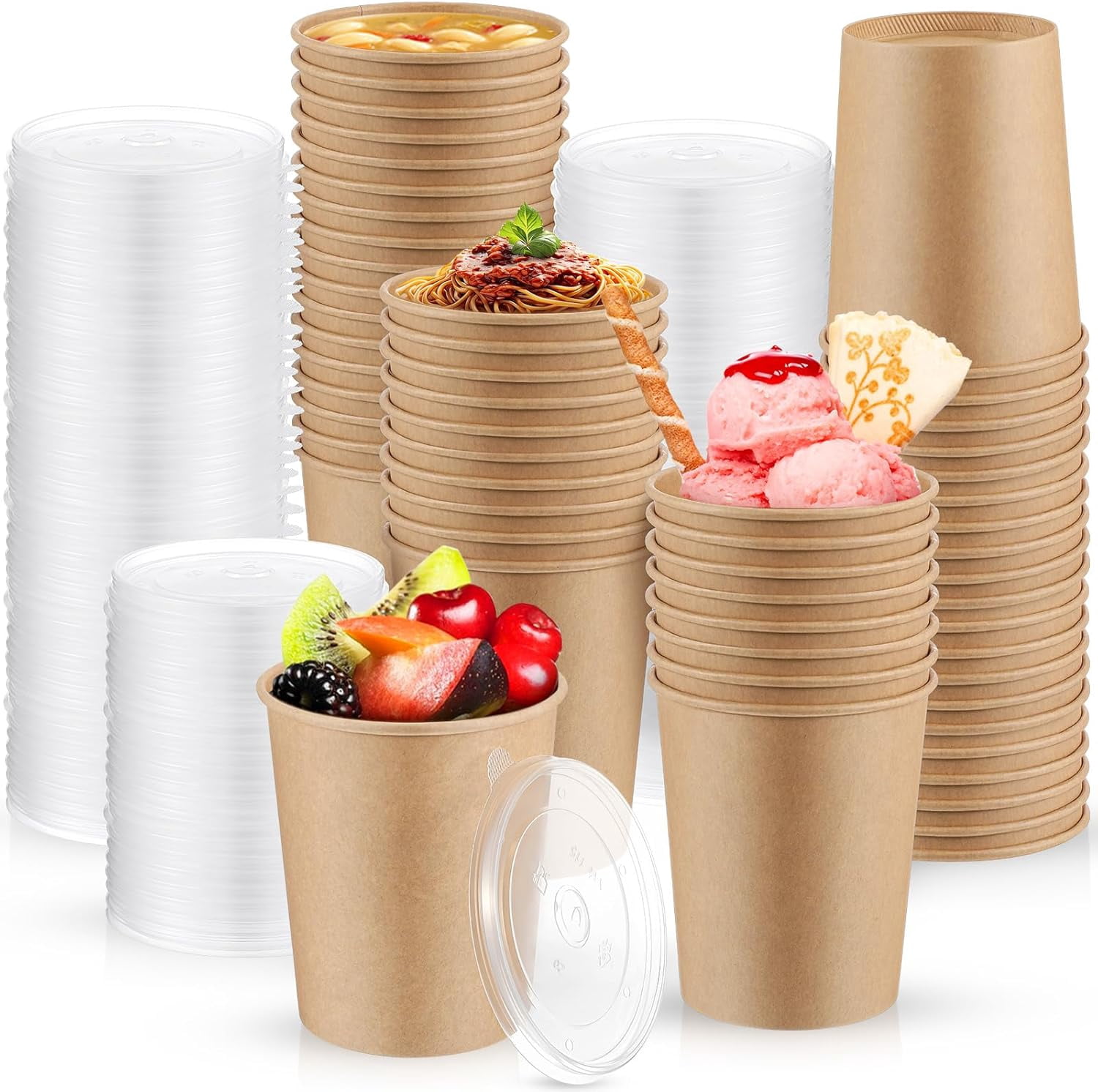 Container Powder Soup Wellsay 50-Pack 32-Ounce Paper Soup Containers Bulk Hot Soup Bowls ...