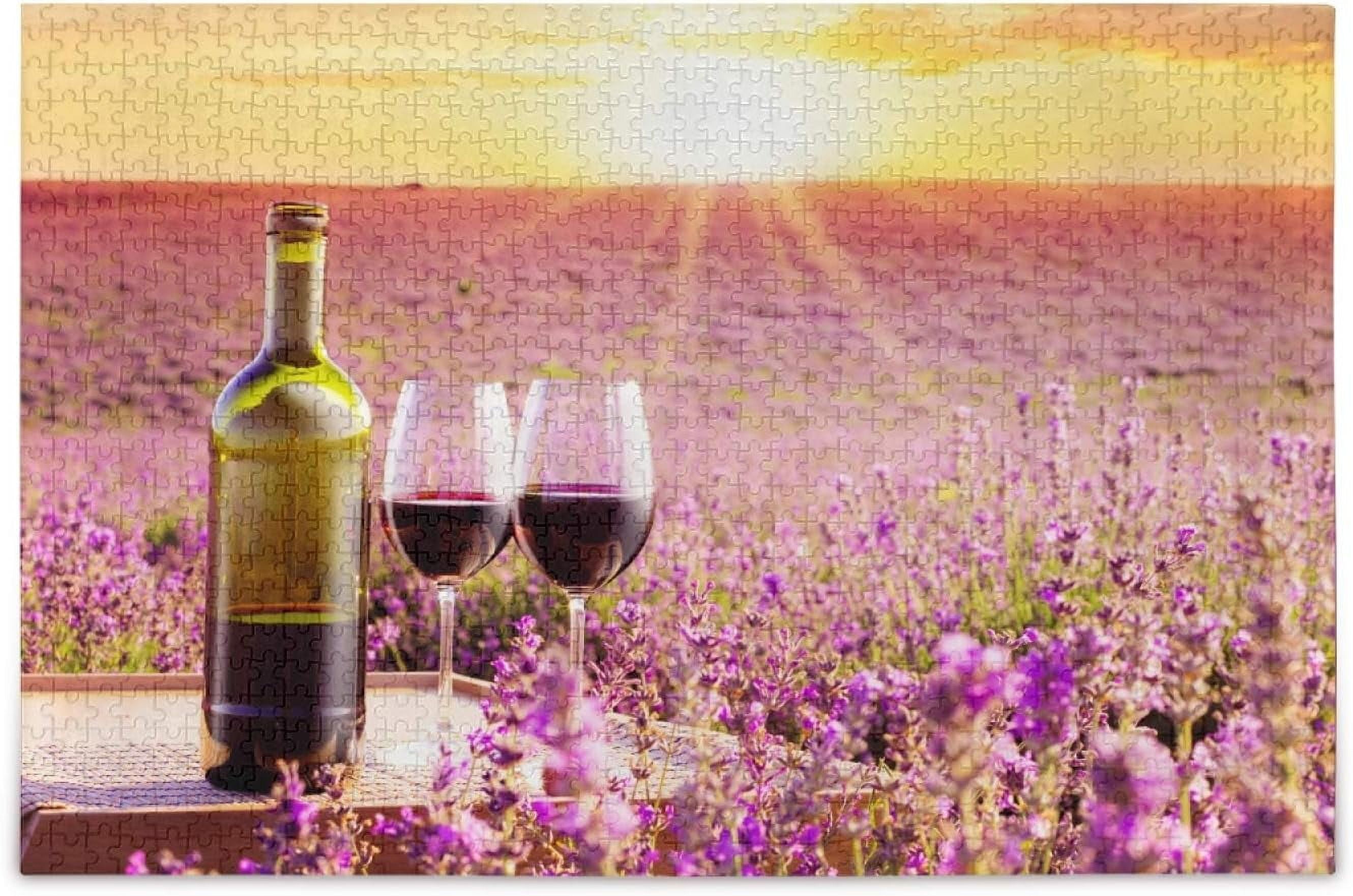 Wellsay 500 Piece Jigsaw Puzzle for Adults Kids, Lavender Red Wine