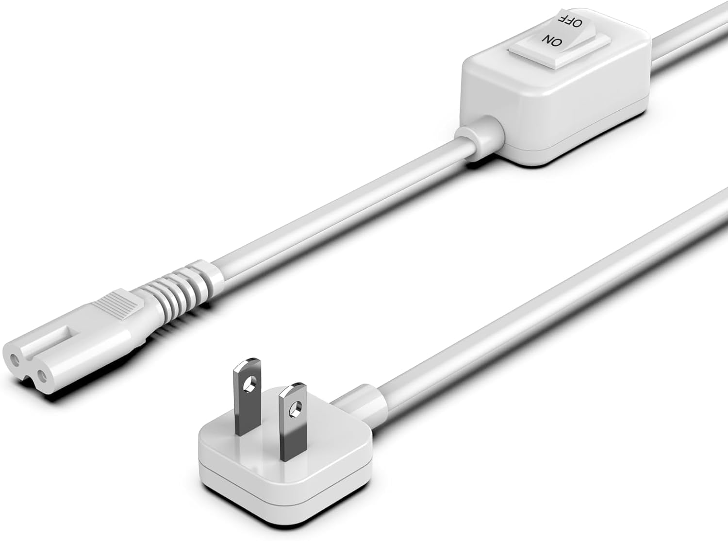 Wellsay 5ft Power Cord Flat Plug with on/Off Switch, gure 8 AC Cable ...