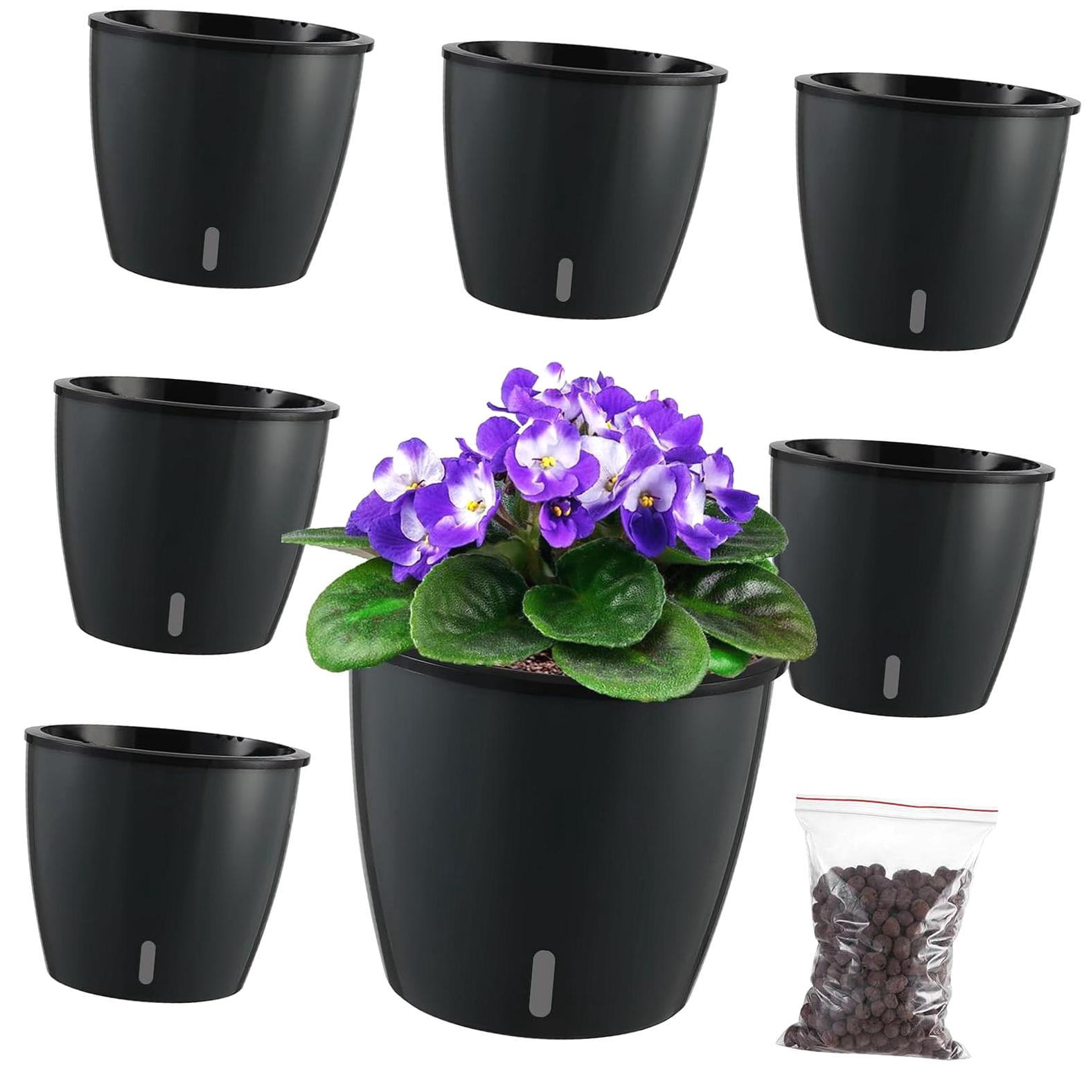 Wellsay 6.7 Inch Self Watering Pots for Indoor Plants, 6 Packs African ...