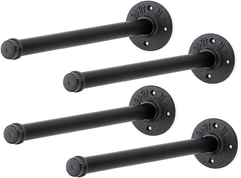 Wellsay 6 Inch Black Industrial Pipe Floating Clothing Rack Wall ...