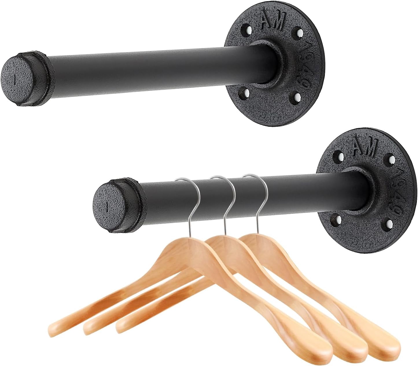 Floating Hanger Rack Wellsay 6 Inch Black Industrial Pipe Floating Clothing Rack Wall ...
