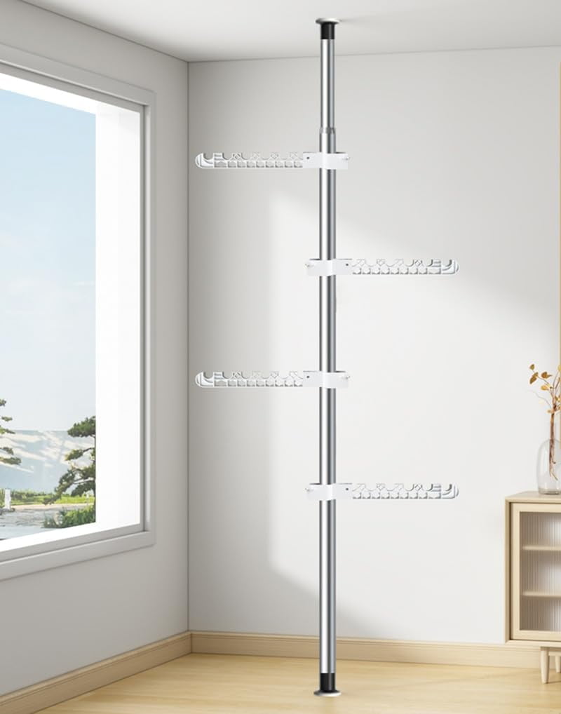 Tension Rack Wellsay 6-Tier Clothes Drying Rack Adjustable Coat Hanger Garment Stand ...