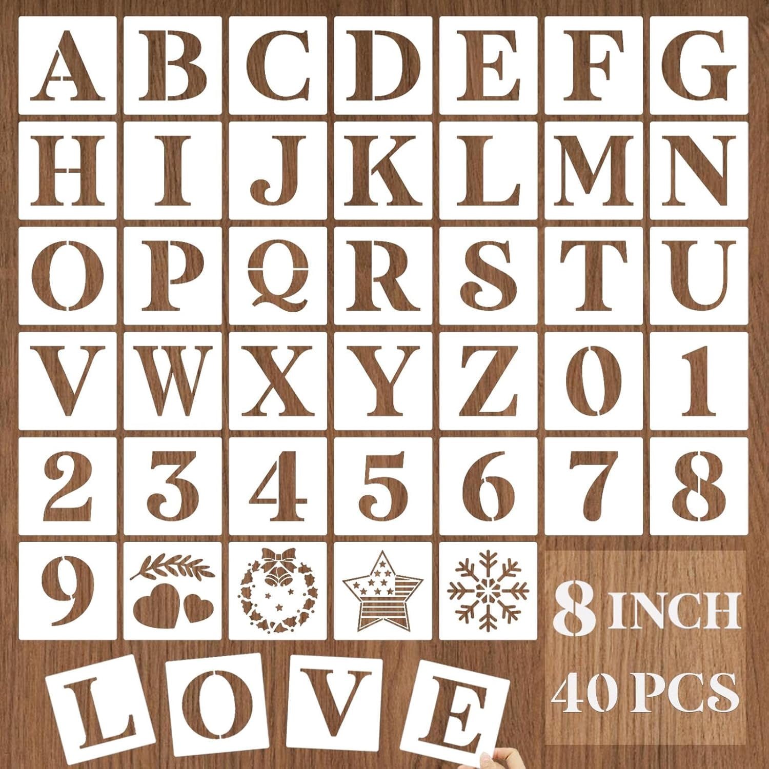 4 Inch Letter Stencils Set - 62 Pcs Alphabet & Number Templates For Crafts, Reusable Plastic - View #8