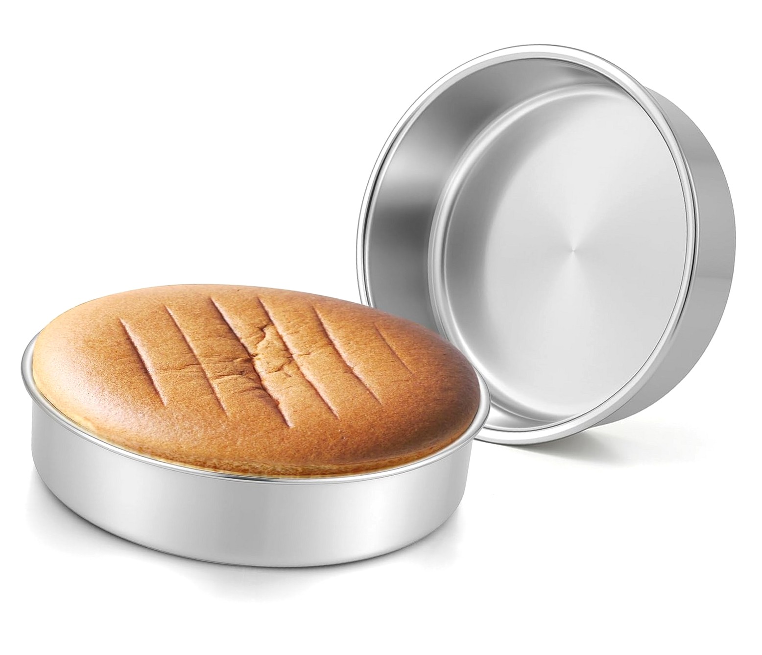 Wellsay 8-Inch Round Cake Pans 2-Pack, Steel 8-Inch Round Cake Pans ...
