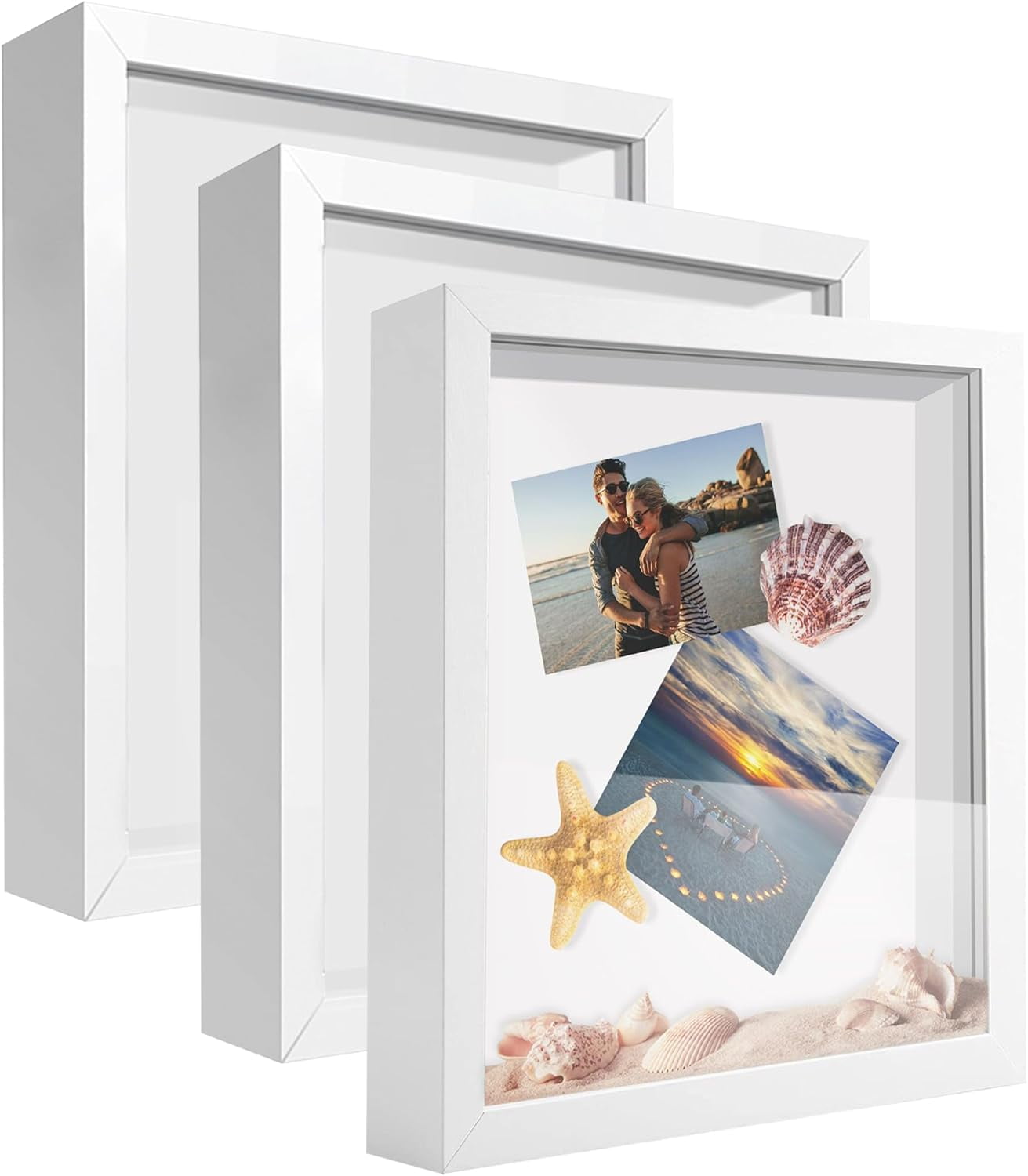 5x7 आकार के दो शैडो बॉक्स फ्रेम का पैक – सूखे फूल, पदक, तस्वीरें और अन्य वस्तुएं प्रदर्शित करें