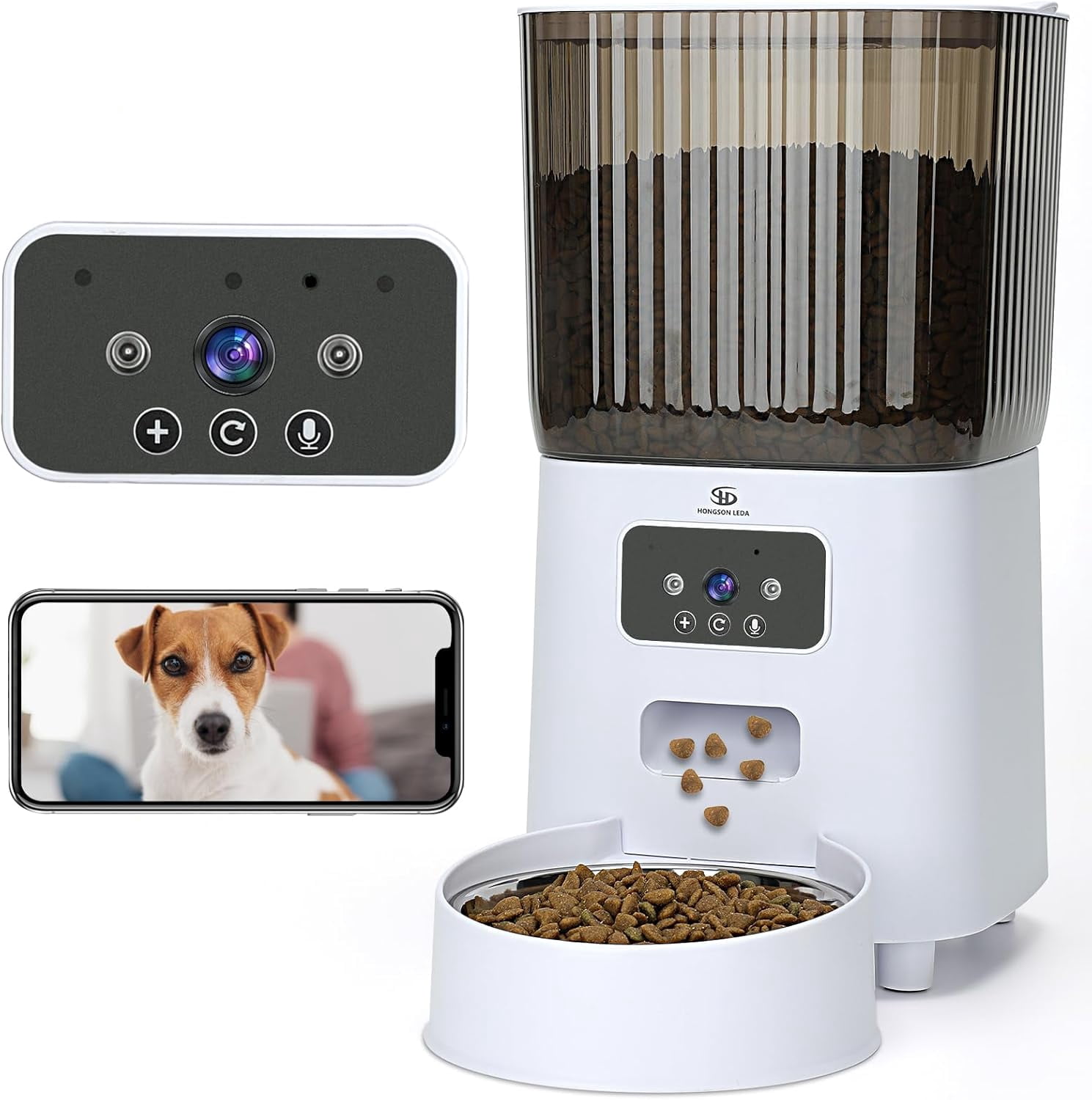 Wellsay Automatic Cat Feeder with Camera, 5L WiFi Connected- Stainless