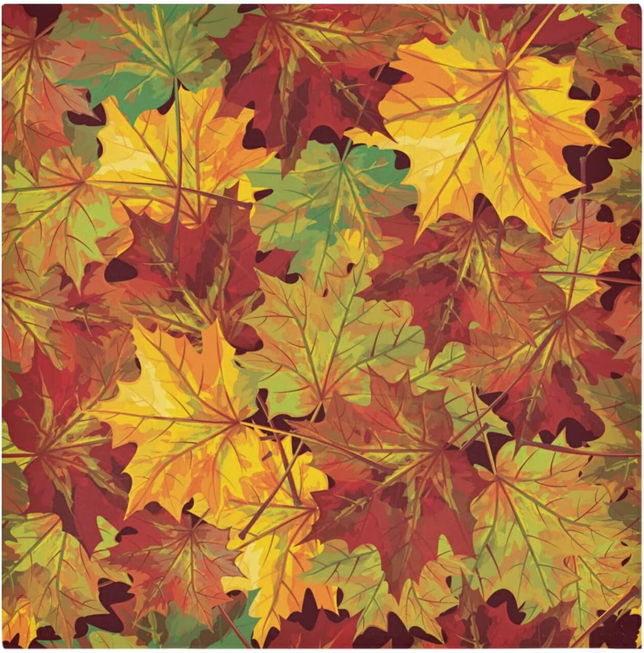 Wellsay Autumn Maple Leaves Thanksgiving Day Polyester Cloth Dinner Napkins with Hemmed Edges ...
