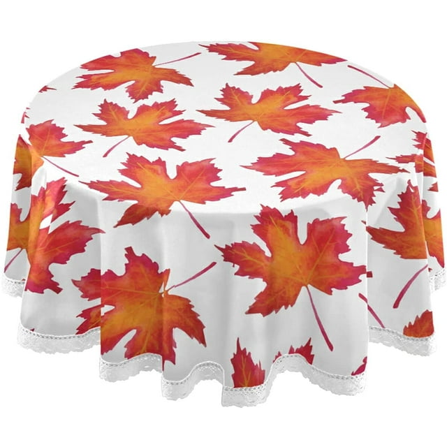 Wellsay Autumn Round Tablecloth 60 Inch Fall Maple Leaves Washable ...
