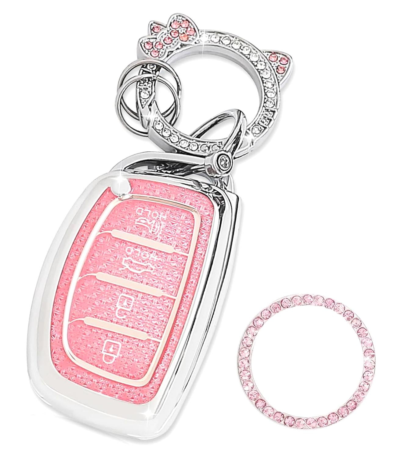 YILINXI Key Fob Cover With Bling Cute Cat Clip Keychain& Push To Start Button Ring, Car Key Shell Compatible With Hyundai Elantra Ioniq Sonata Tucson - View #9
