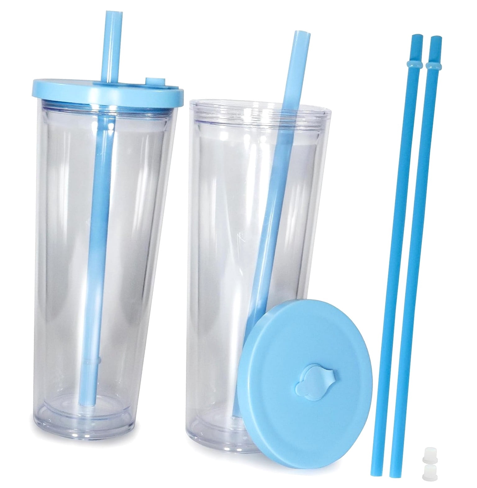 Wellsay Boba Cups(2 Pack) - 24oz Double Wall Acrylic Boba Cups and and ...