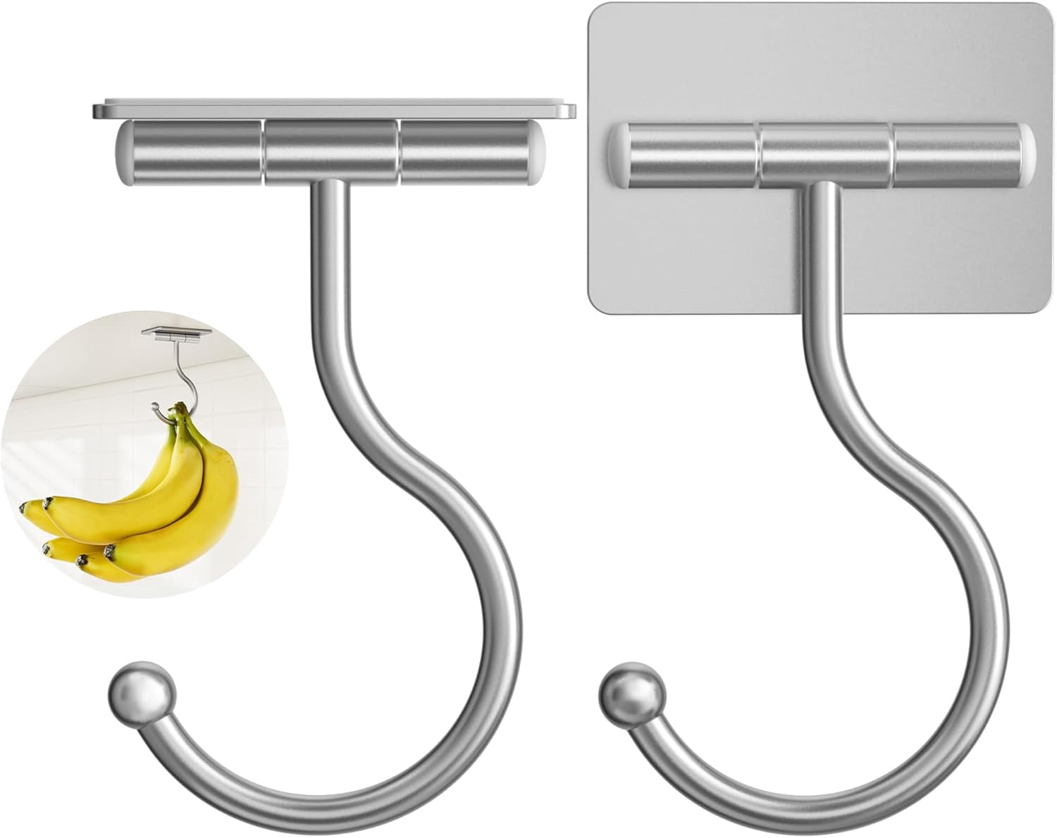 CAPHONT Under Cabinet Banana Hanger - Foldable Metal Holder To Keep Bananas Fresh, Save Counter Space - View #9