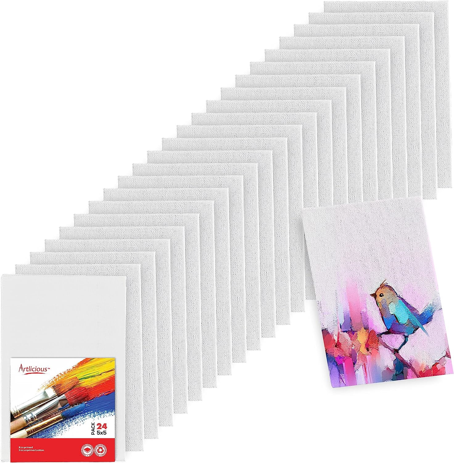Wellsay Canvases for Painting - Pack of 24, 5 x 7 Inch Blank White ...