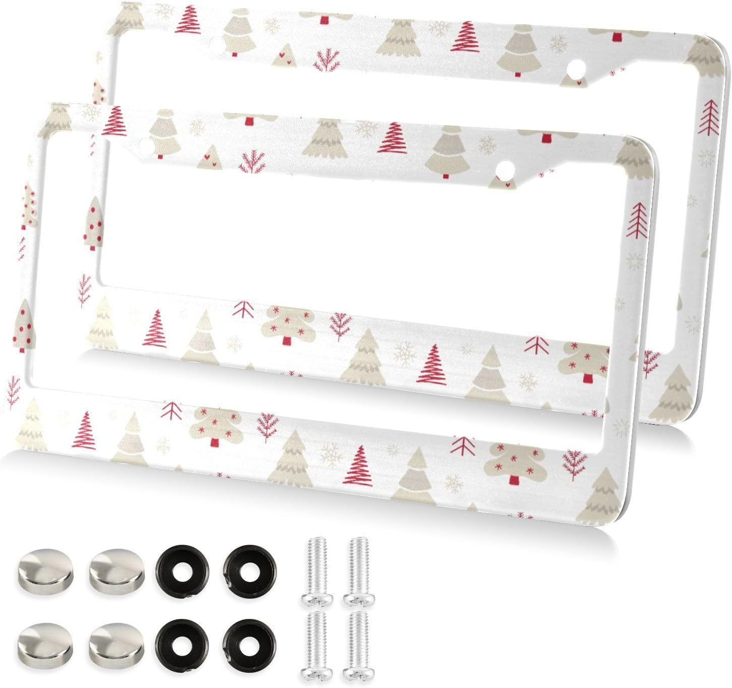 Wellsay Cartoon Christmas Tree License Plate Frame 2 Pack Universal
