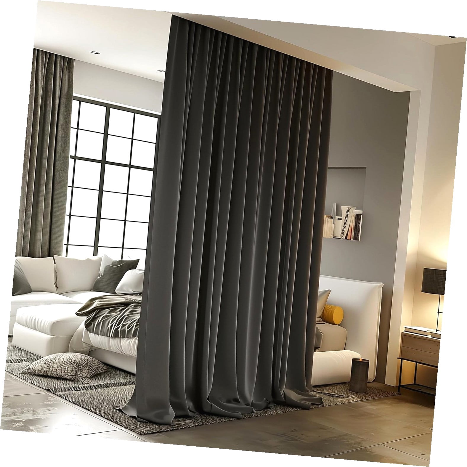 Wellsay Ceiling Rod Room Divider Curtains, Noise Reduction Privacy