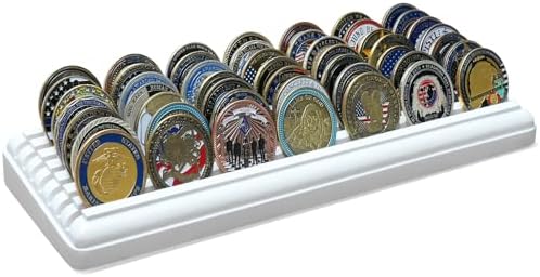 Wellsay Challenge Coin Display,7 Rows 100% Solid Wood 49 Coins ...