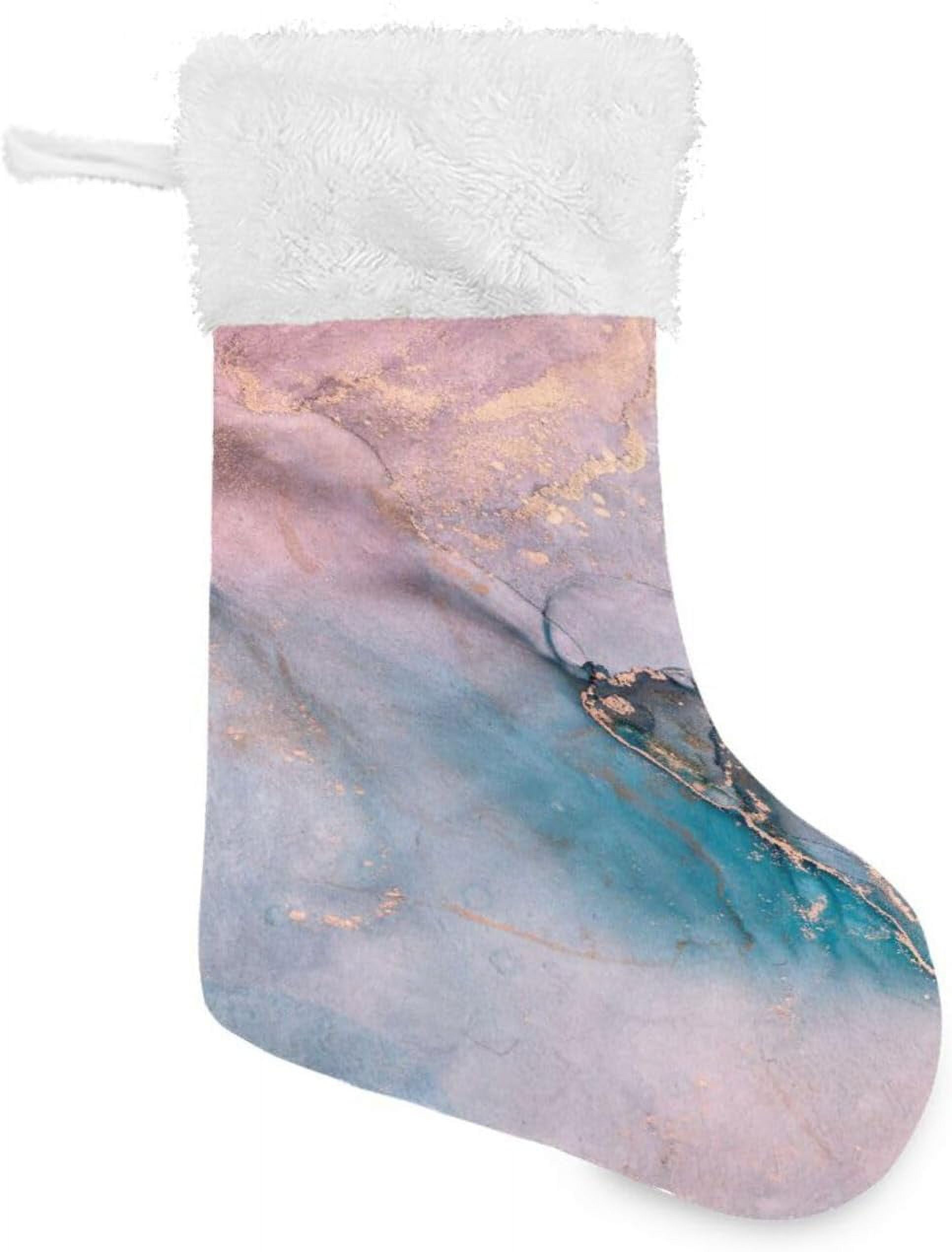 Wellsay Christmas Stockings 17 inch White and Pink Marble Xmas ...
