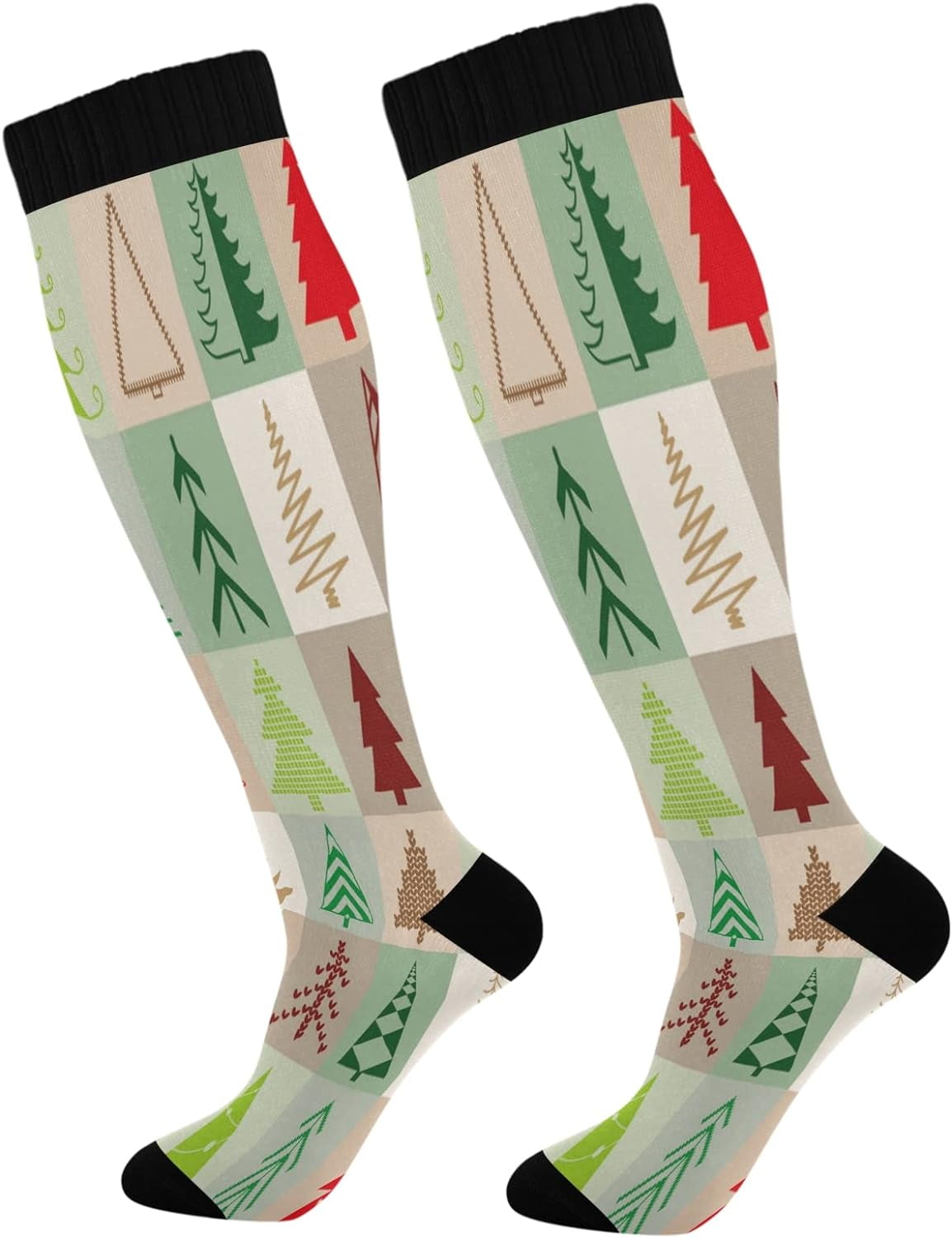 Wellsay Christmas Tree Compression Socks for Women Men,Knee High ...