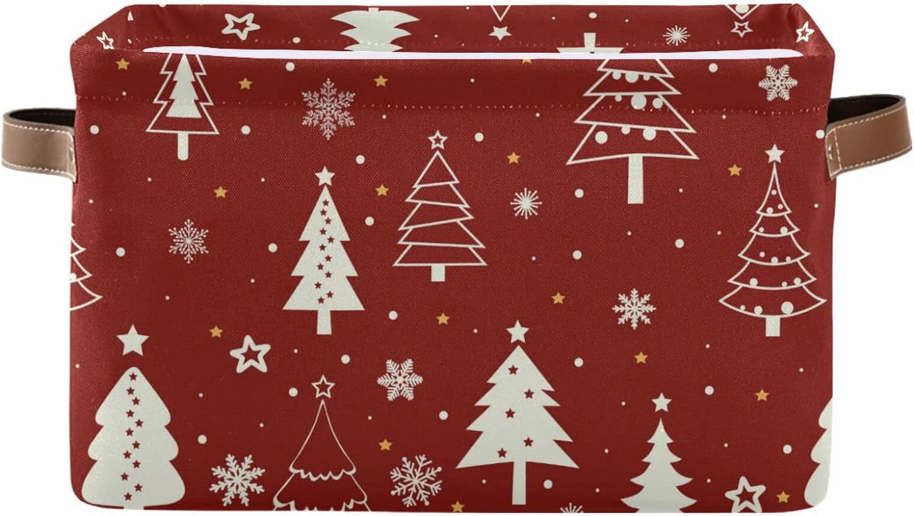 Wellsay Christmas Trees Storage Basket with Handles Collapsible Storage