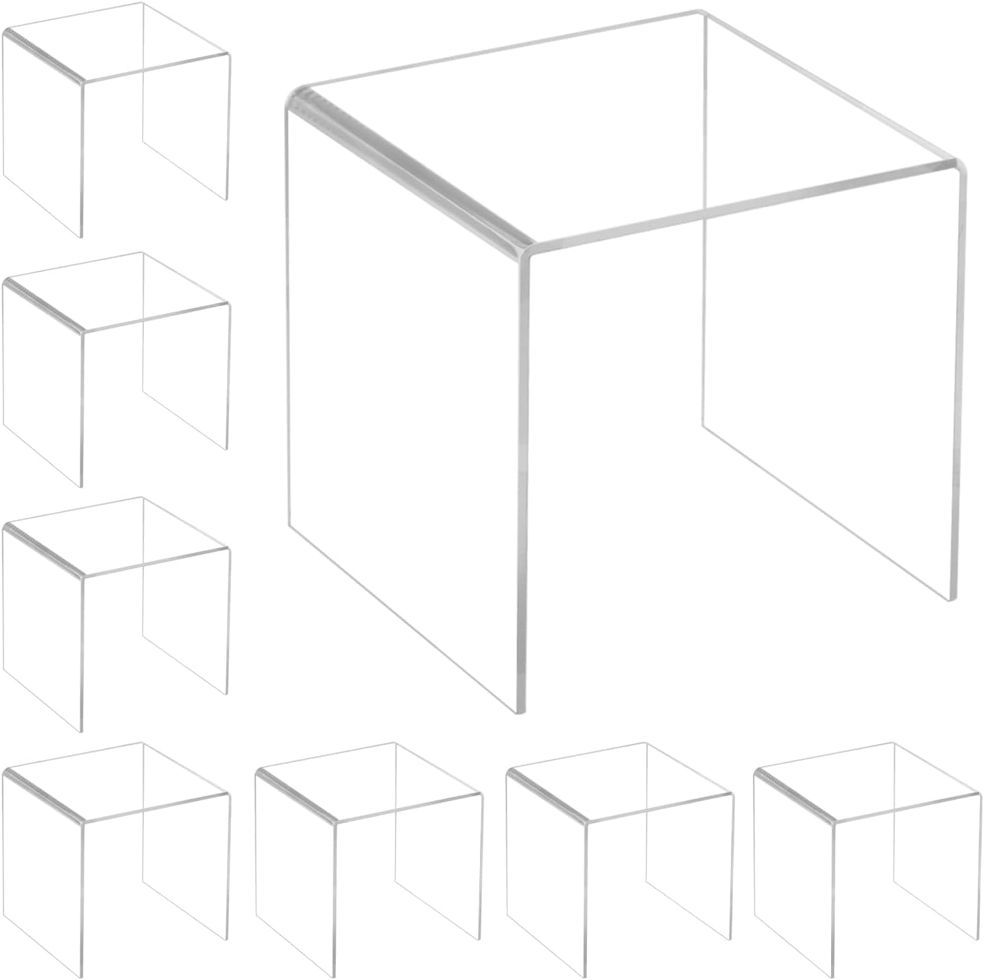 Wellsay Clear Acrylic Square Risers, 8-Pack 4