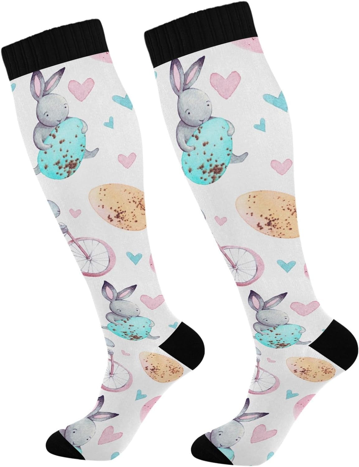 Wellsay Colored Easter Eggs Compression Socks 2030mmHg for Women Men